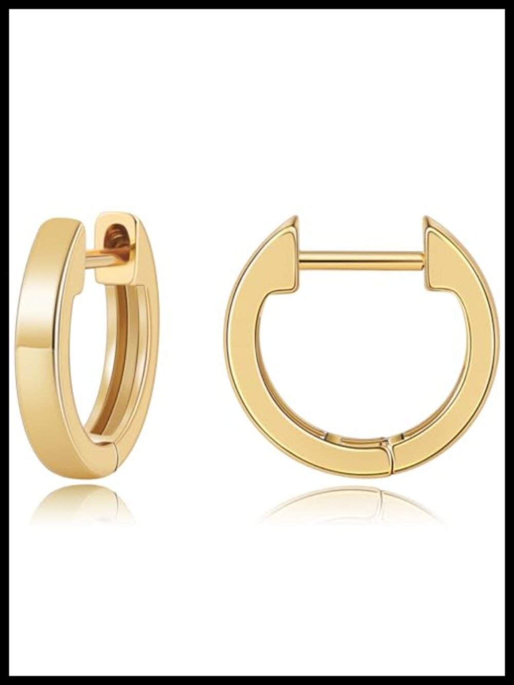 14K Gold Plated Huggie Hoop Earrings Small Lightweight Hypoallergenic
